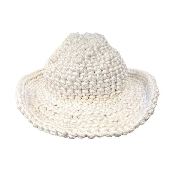 Flip Brim Bucket Style Hat White Rope HANDMADE Nautical‎ Coastal Boat Beach CUTE - Picture 1 of 9